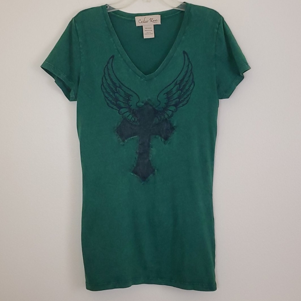 Cedar Rose Cross Green T-Shirt M